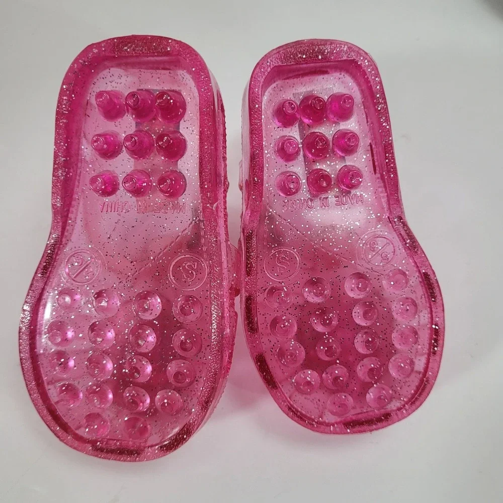 Vintage Snoopy Kids Girls 5/6 Jelly Sandal Water Shoes Pink Sparkles Peanuts